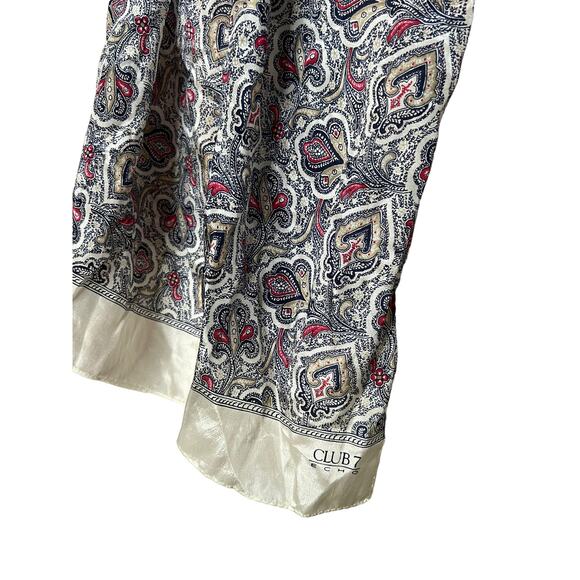 Echo Club 7 Silk Scarf Semi Sheer Paisley rectangle  cream - Picture 3 of 7